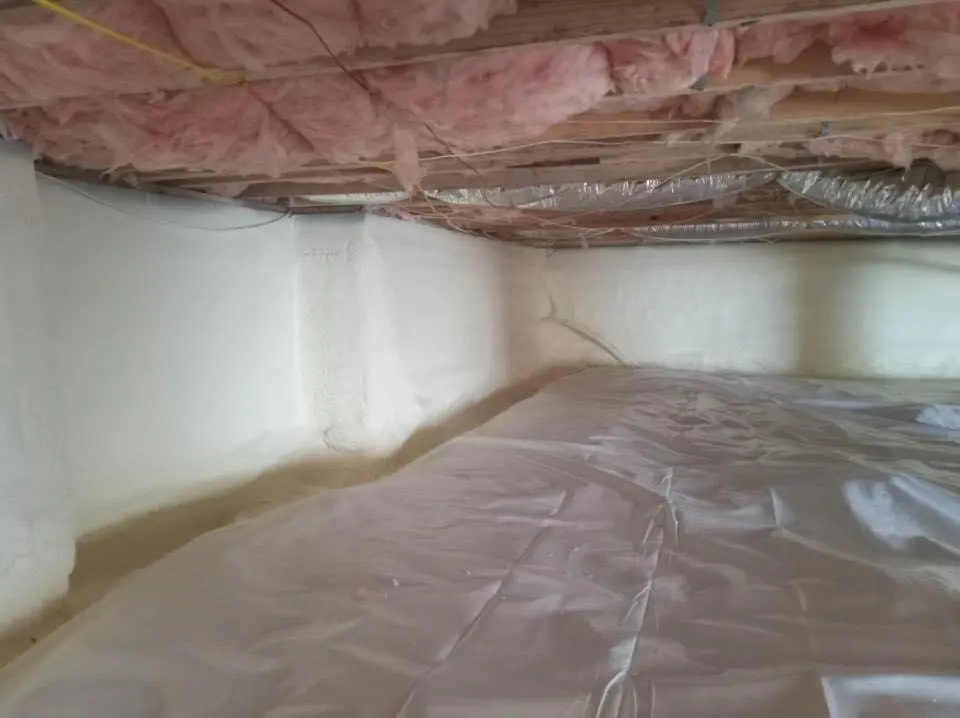Crawl space encapsulation with closed-cell spray foam for Attic Insulation in Lawrence